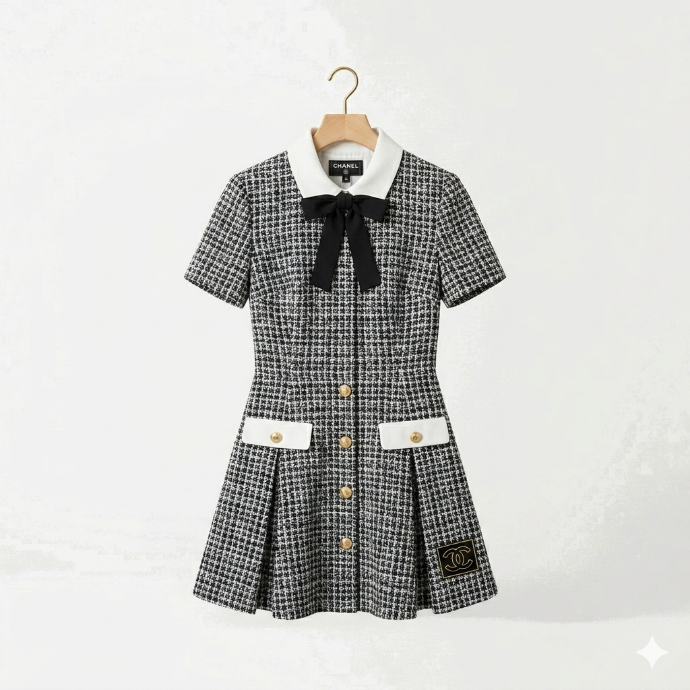 Chanel - Robe Courte En Tweed Taille S
